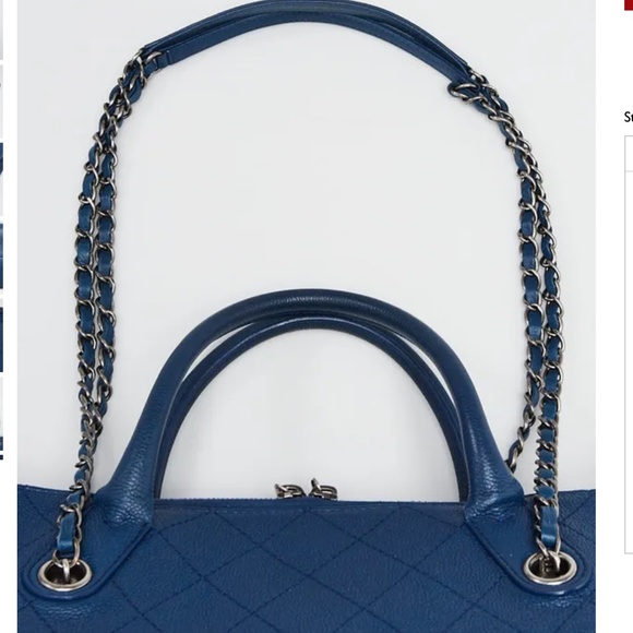 Chanel Blue Quilted Caviar Leather CC Tote Bag - Large - Picture 12 of 12